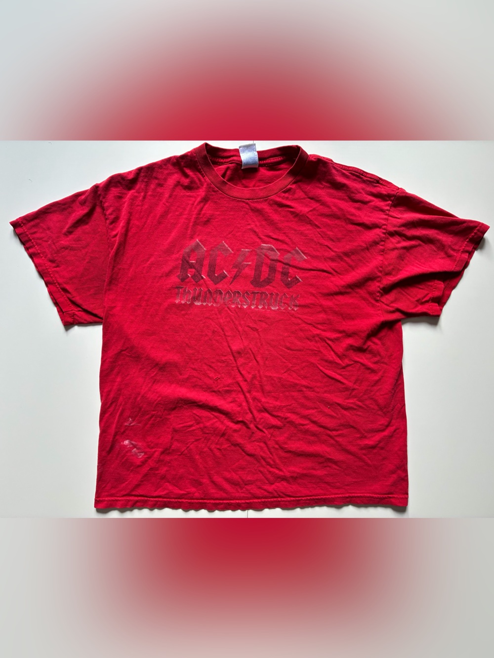 2004 AC/DC Red 'Thunderstruck' Short Sleeve Tee - Men's Band Shirt - Size XL
